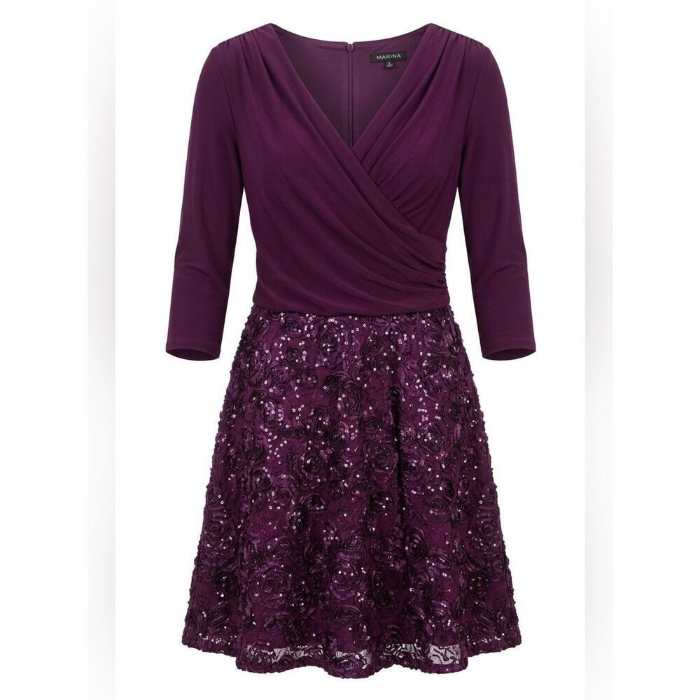 Eggplant Midi Dress by Marina Size 16 NWOT